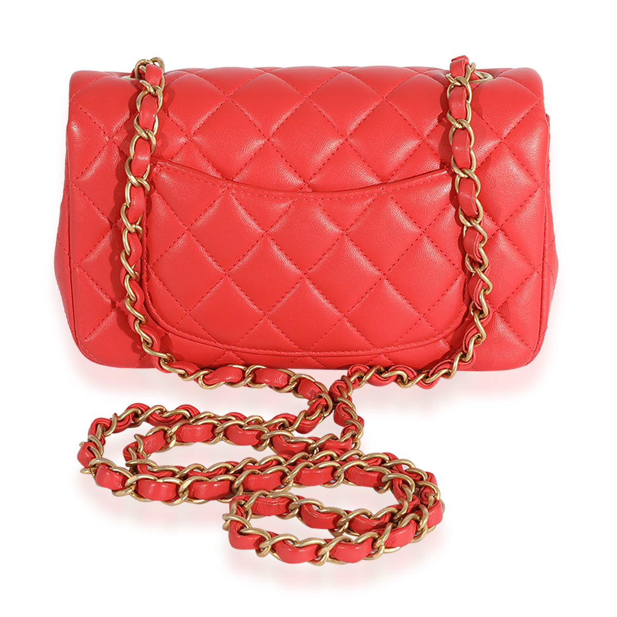 Coral Quilted Lambskin Mini Rectangular Classic Flap Bag