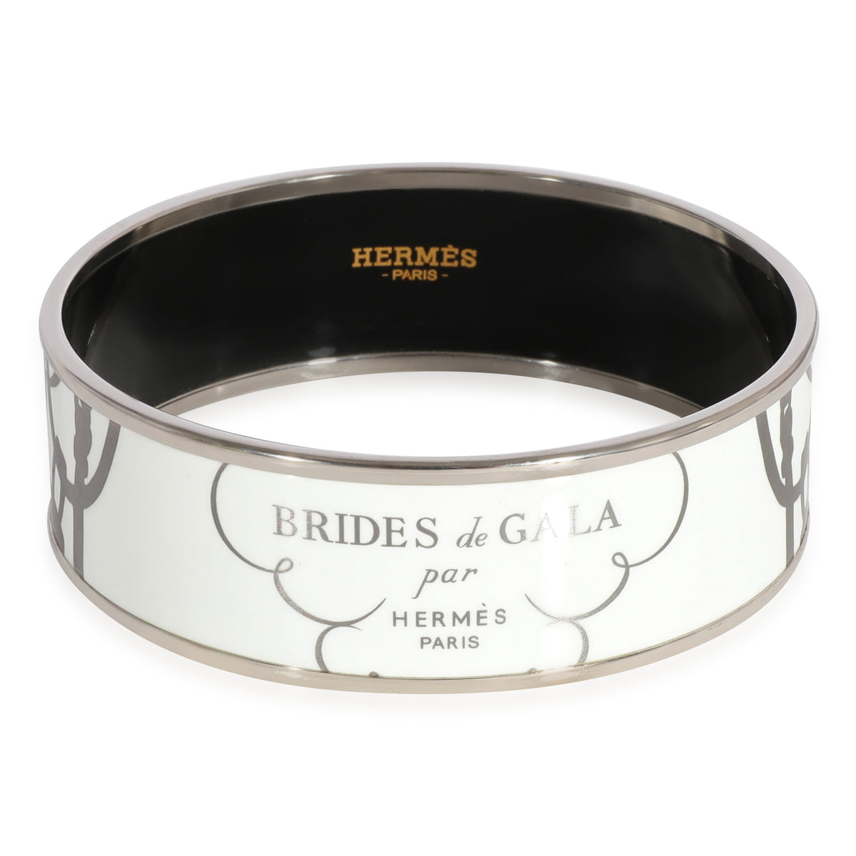 Hermès Brides de Gala Blanc Enamel Wide Bracelet 62