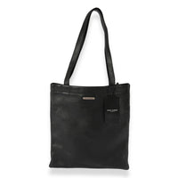 Black Calfskin Flat Shopping Tote