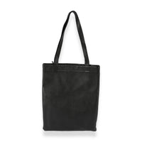 Black Calfskin Flat Shopping Tote