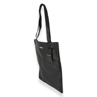 Black Calfskin Flat Shopping Tote