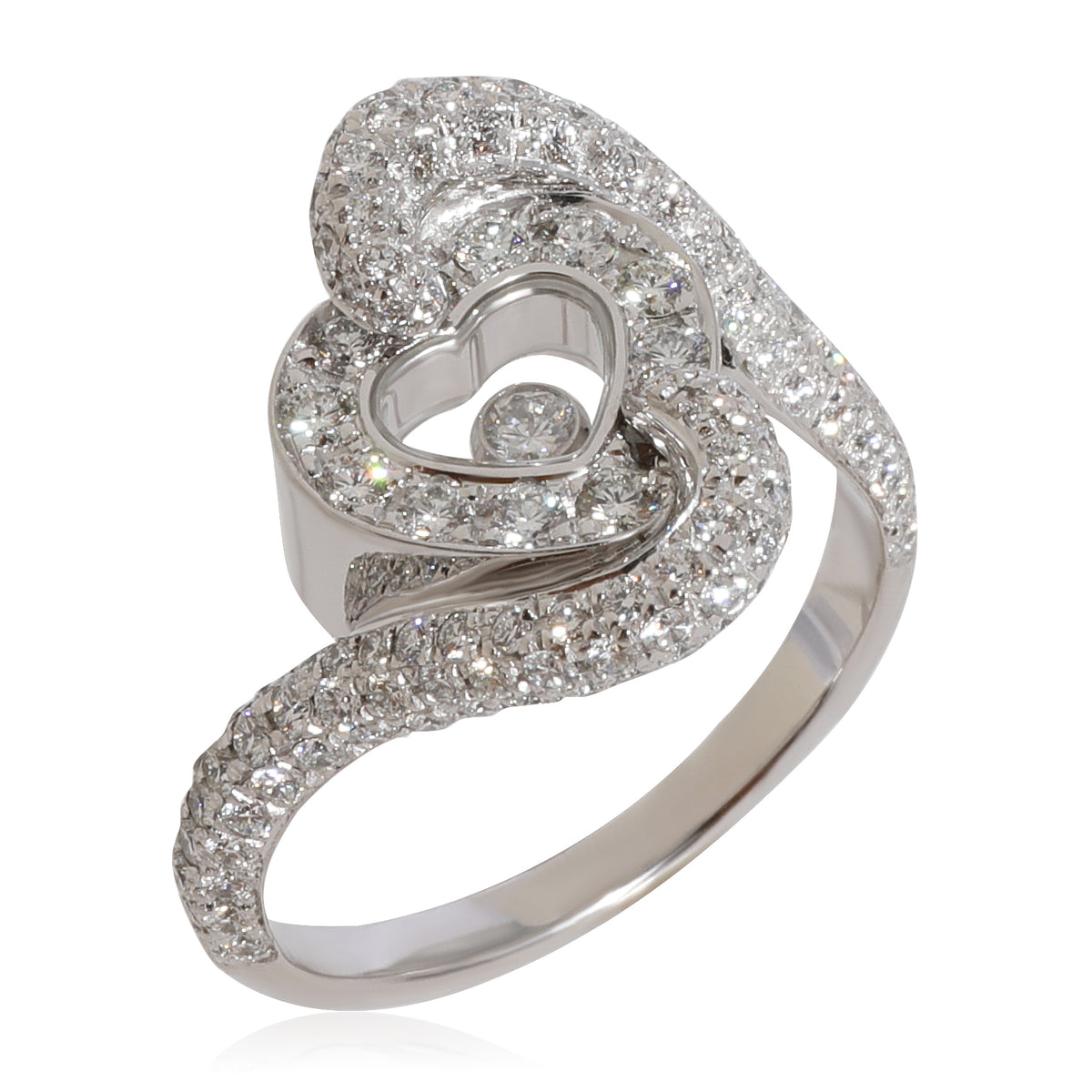 Chopard Happy Diamond Heart  Ring in 18k White Gold 0.86 CTW bv