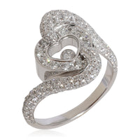 Happy Diamond Heart  Ring in 18k White Gold 0.86 CTW