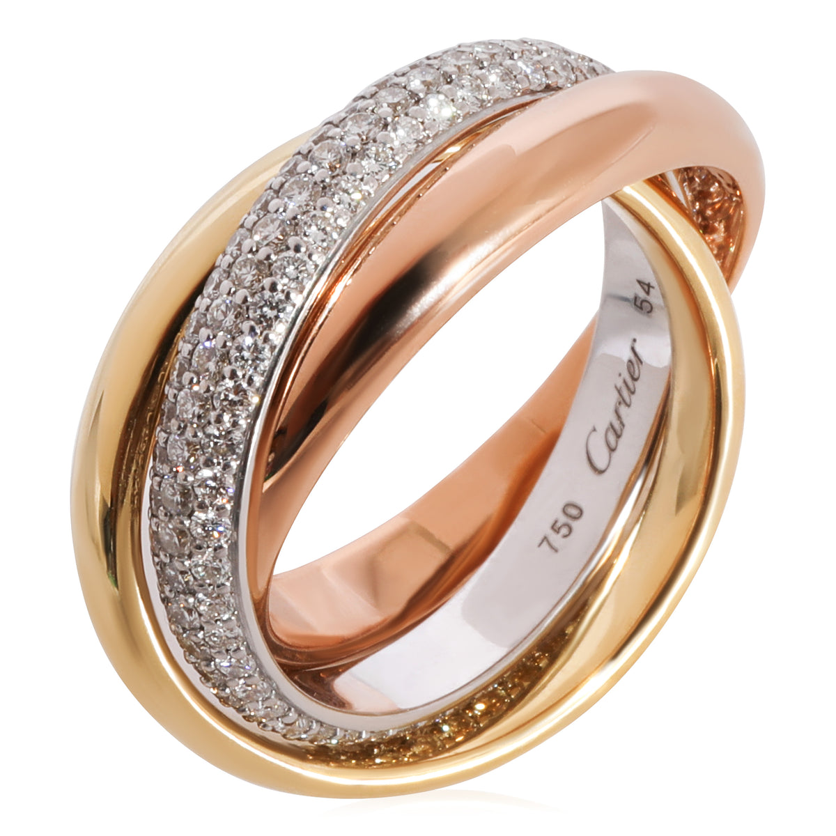 Trinity Diamond Ring in 18K 3 Tone Gold 0.99 CTW