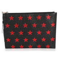 Black & Red Leather Star Clutch