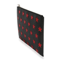 Black & Red Leather Star Clutch