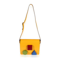 Yellow & Multicolor Leather Board Messenger Bag