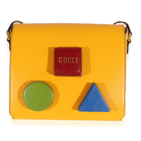 Yellow & Multicolor Leather Board Messenger Bag