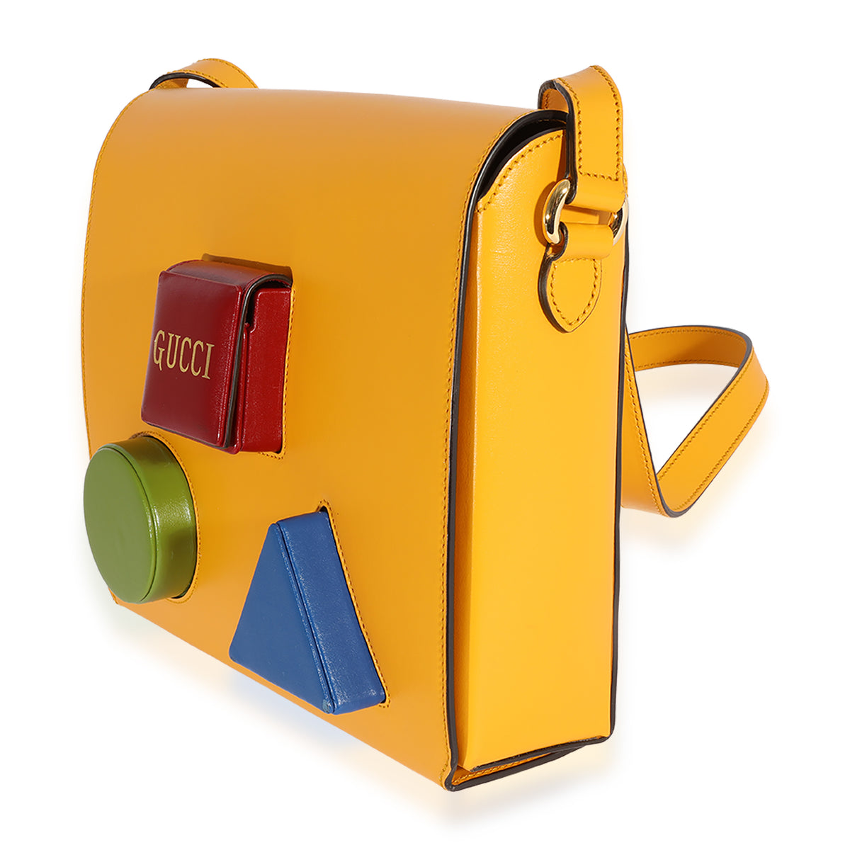 Yellow & Multicolor Leather Board Messenger Bag