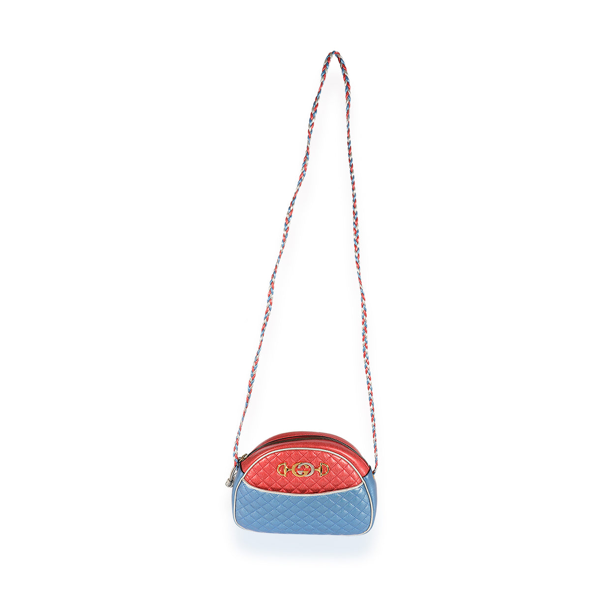 Metallic Blue & Multicolor Nappa Trapuntata Shoulder Bag