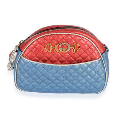 Metallic Blue & Multicolor Nappa Trapuntata Shoulder Bag