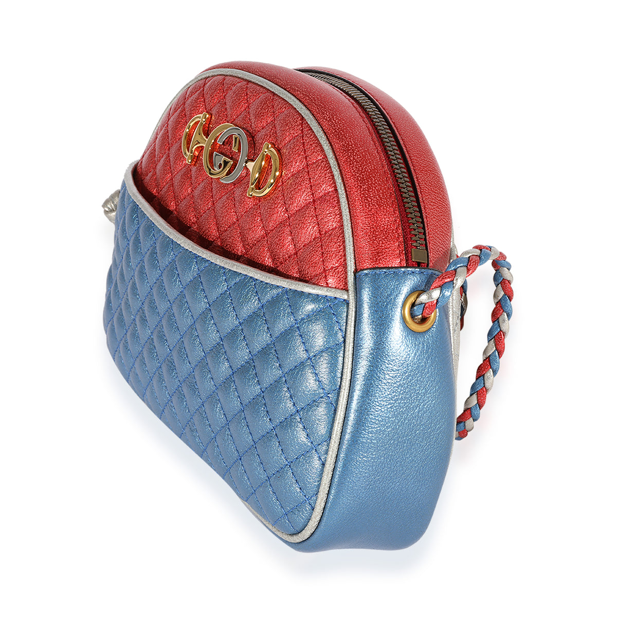 Metallic Blue & Multicolor Nappa Trapuntata Shoulder Bag