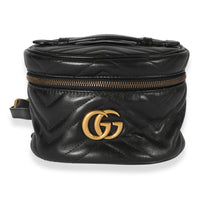 Black Matelassé Calfskin GG Marmont Round Backpack