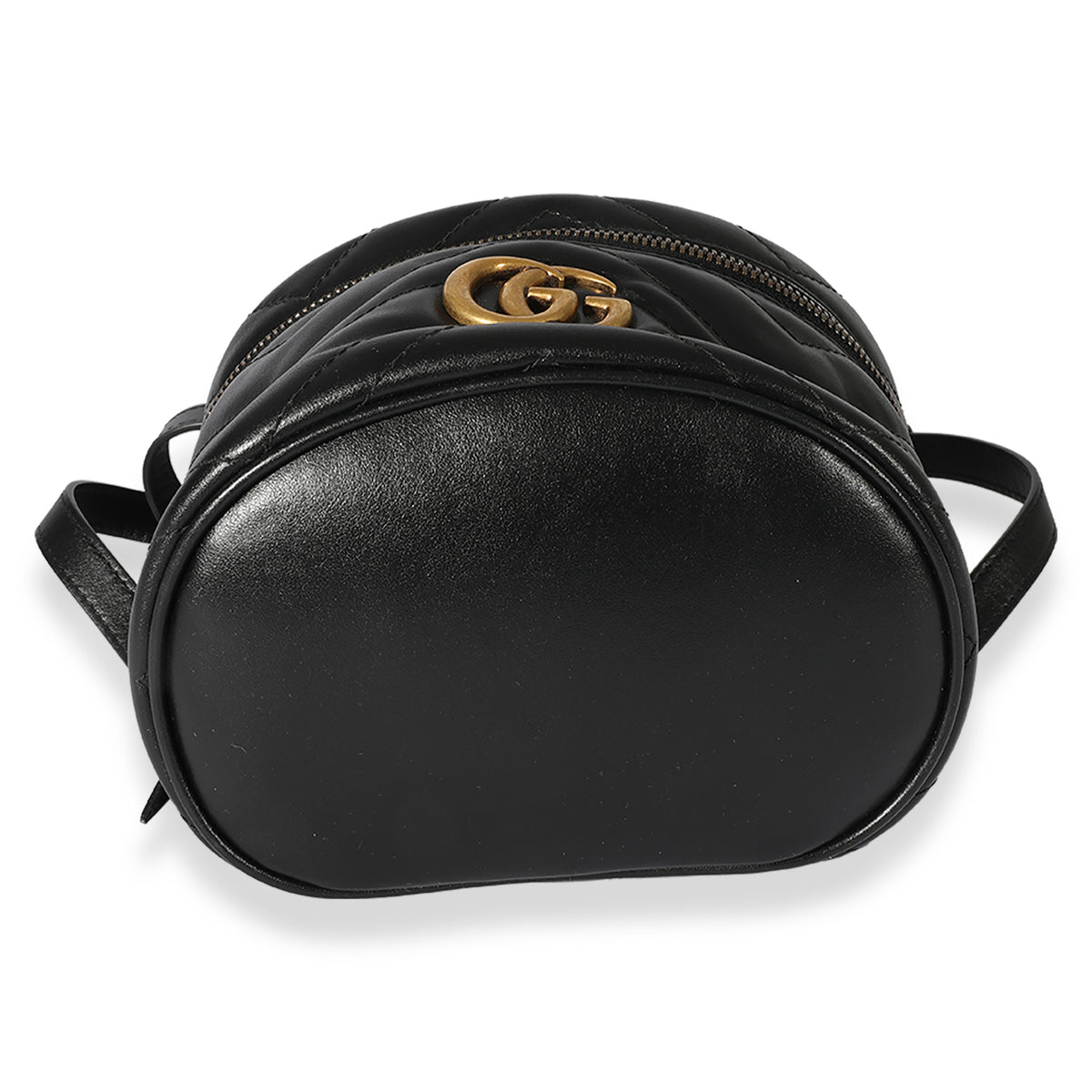 Black Matelassé Calfskin GG Marmont Round Backpack