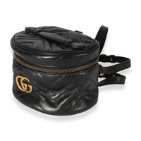 Black Matelassé Calfskin GG Marmont Round Backpack