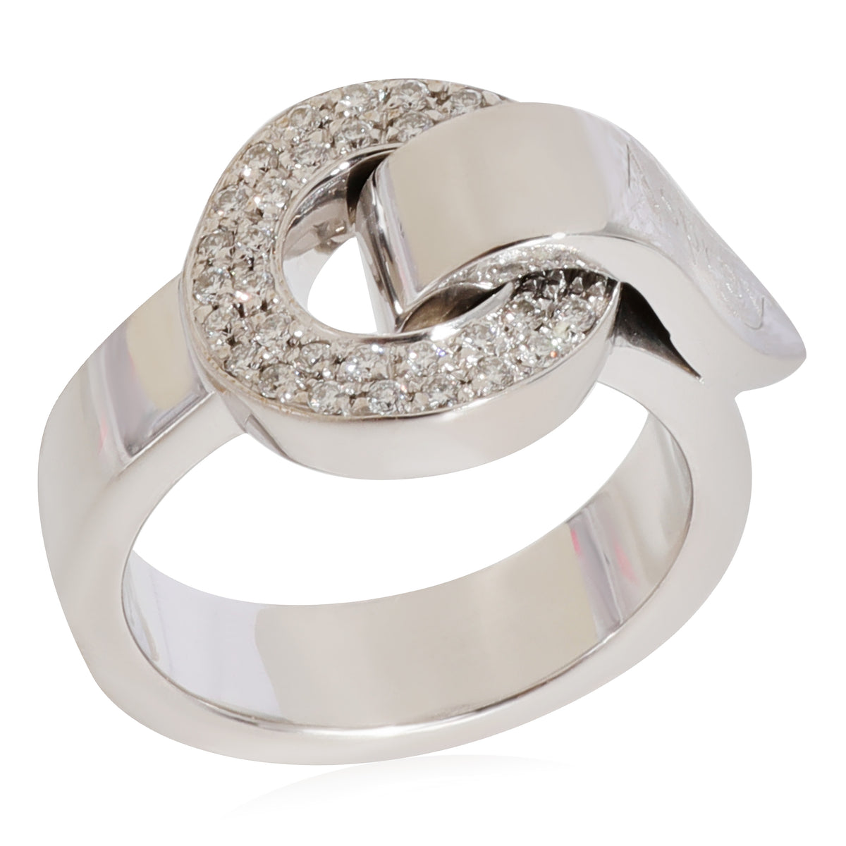 Circle & Foldover Loop Diamond Ring in 18k White Gold 0.15 Ctw