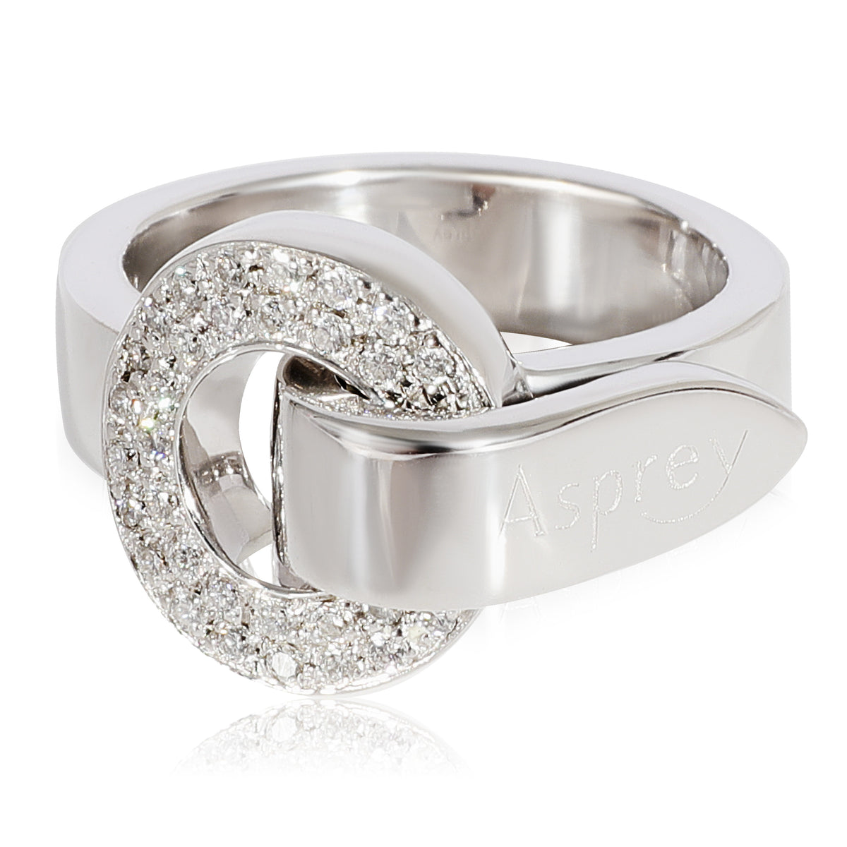 Circle & Foldover Loop Diamond Ring in 18k White Gold 0.15 Ctw