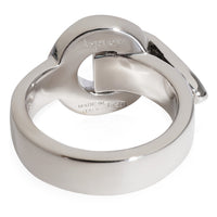 Circle & Foldover Loop Diamond Ring in 18k White Gold 0.15 Ctw