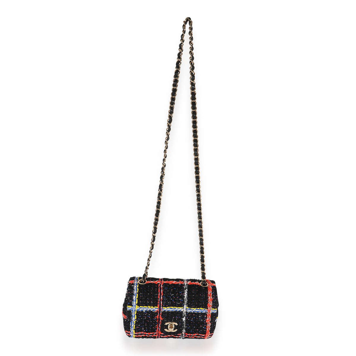 Black Multicolor Tweed Mini Rectangular Flap Bag