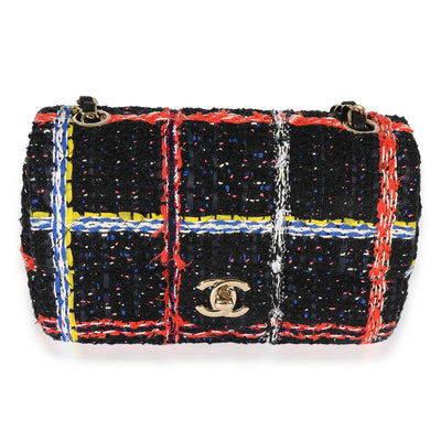 Black Multicolor Tweed Mini Rectangular Flap Bag