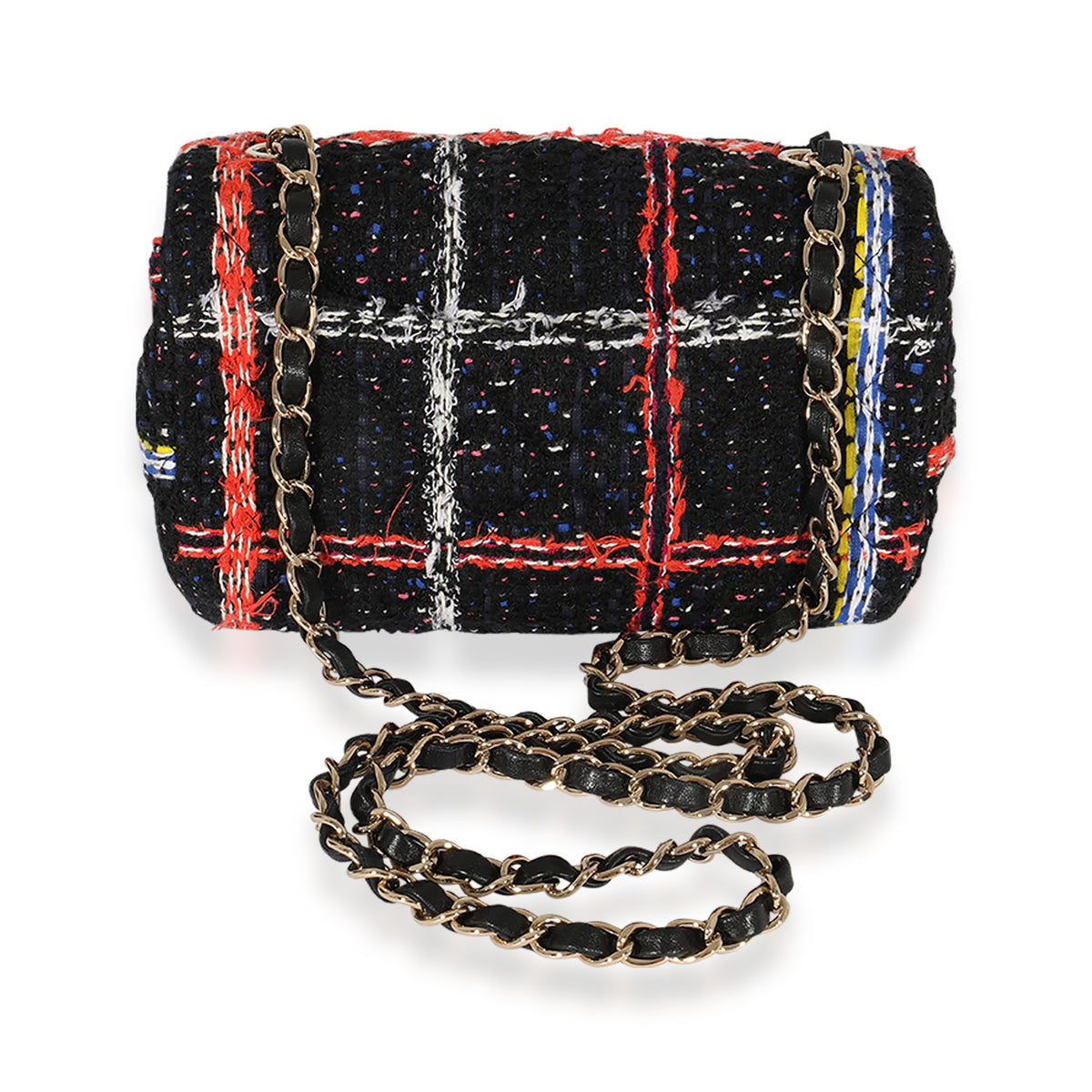 Black Multicolor Tweed Mini Rectangular Flap Bag