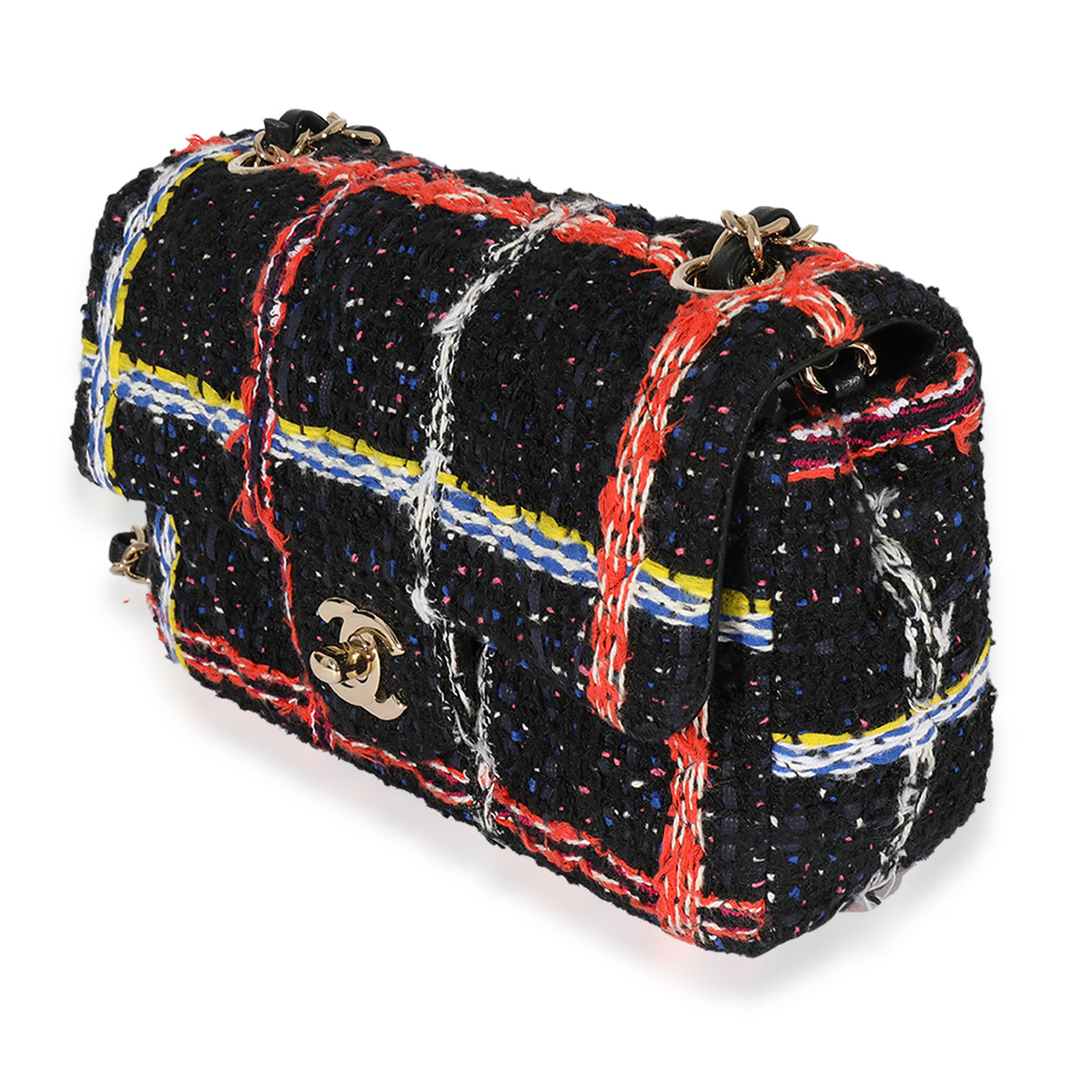 Black Multicolor Tweed Mini Rectangular Flap Bag