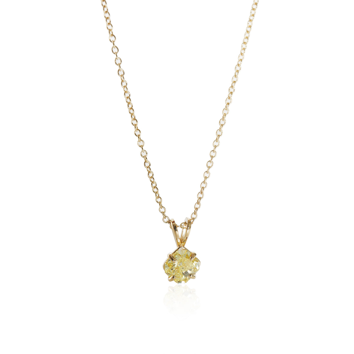myGemma Fancy Intense Yellow Diamond Solitaire Pendant in 14K Yellow Gold SI2 1.01 CT fv