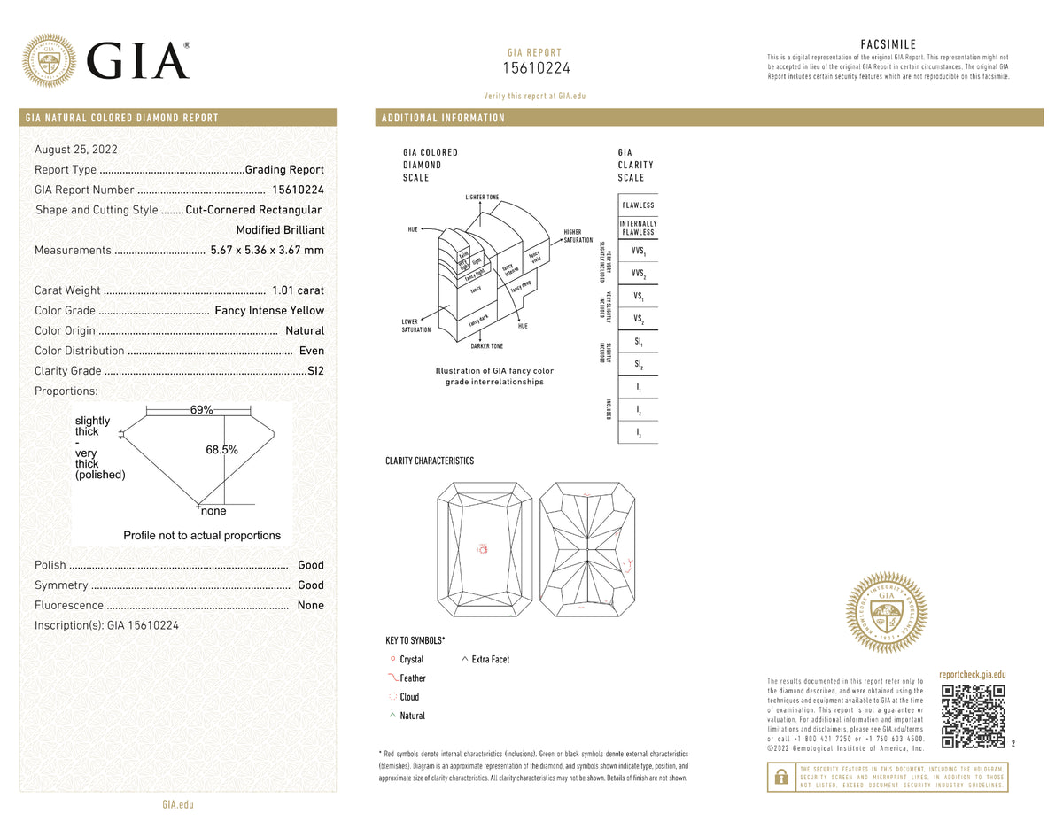 myGemma Fancy Intense Yellow Diamond Solitaire Pendant in 14K Yellow Gold SI2 1.01 CT stamp