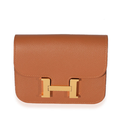 Hermès Gold Vert Fizz Evercolor Bicolore Constance Slim Compact GHW Wallet fv
