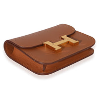 Hermès Gold Vert Fizz Evercolor Bicolore Constance Slim Compact GHW Wallet pv
