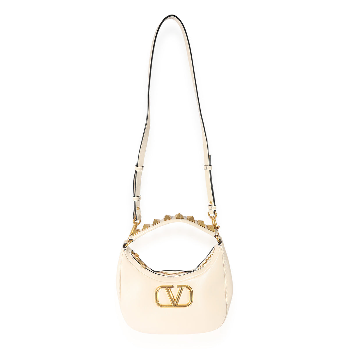 White Calfskin Stud Sign Hobo