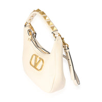 White Calfskin Stud Sign Hobo