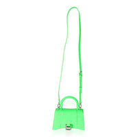 Balenciaga Fluo Green Shiny Calfskin Crocodile Embossed XS Hourglass Top Handle Handbag ad1