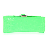 Balenciaga Fluo Green Shiny Calfskin Crocodile Embossed XS Hourglass Top Handle Handbag box
