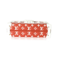 Louis Vuitton Terracotta & White Monogram Embossed Lambskin Petite Malle Handbag stamp