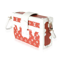Louis Vuitton Terracotta & White Monogram Embossed Lambskin Petite Malle Handbag sv