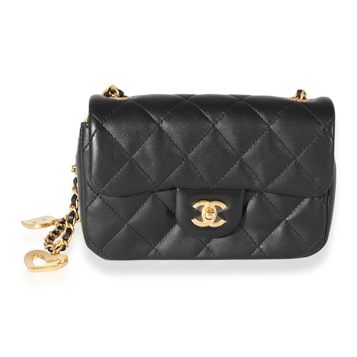 Black Quilted Lambskin Mini Flap Bag