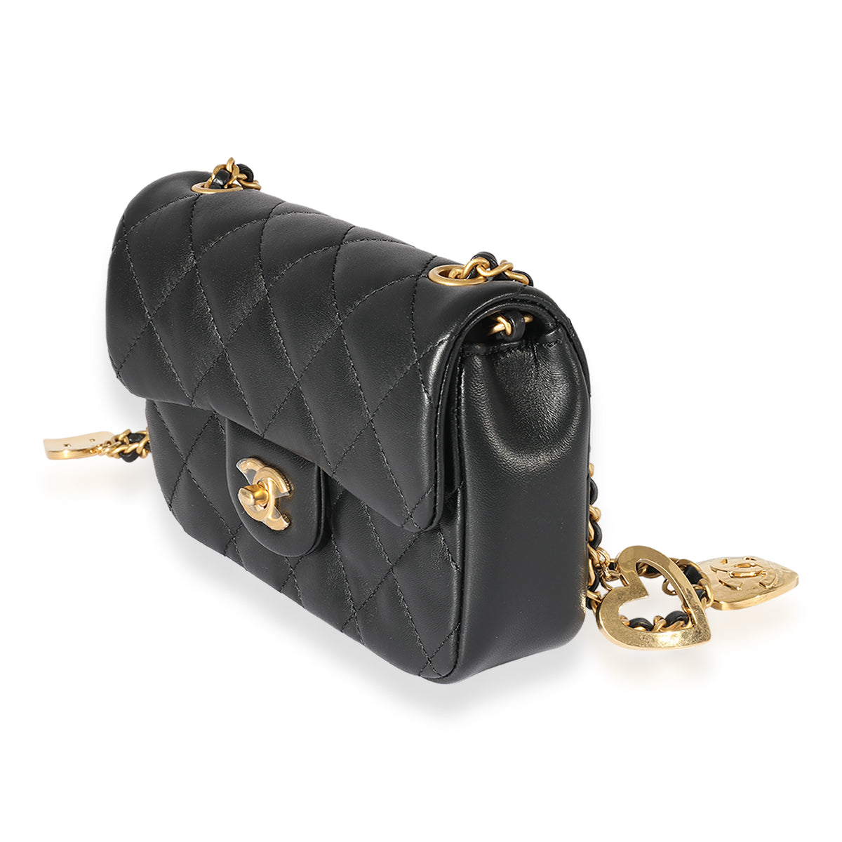 Black Quilted Lambskin Mini Flap Bag