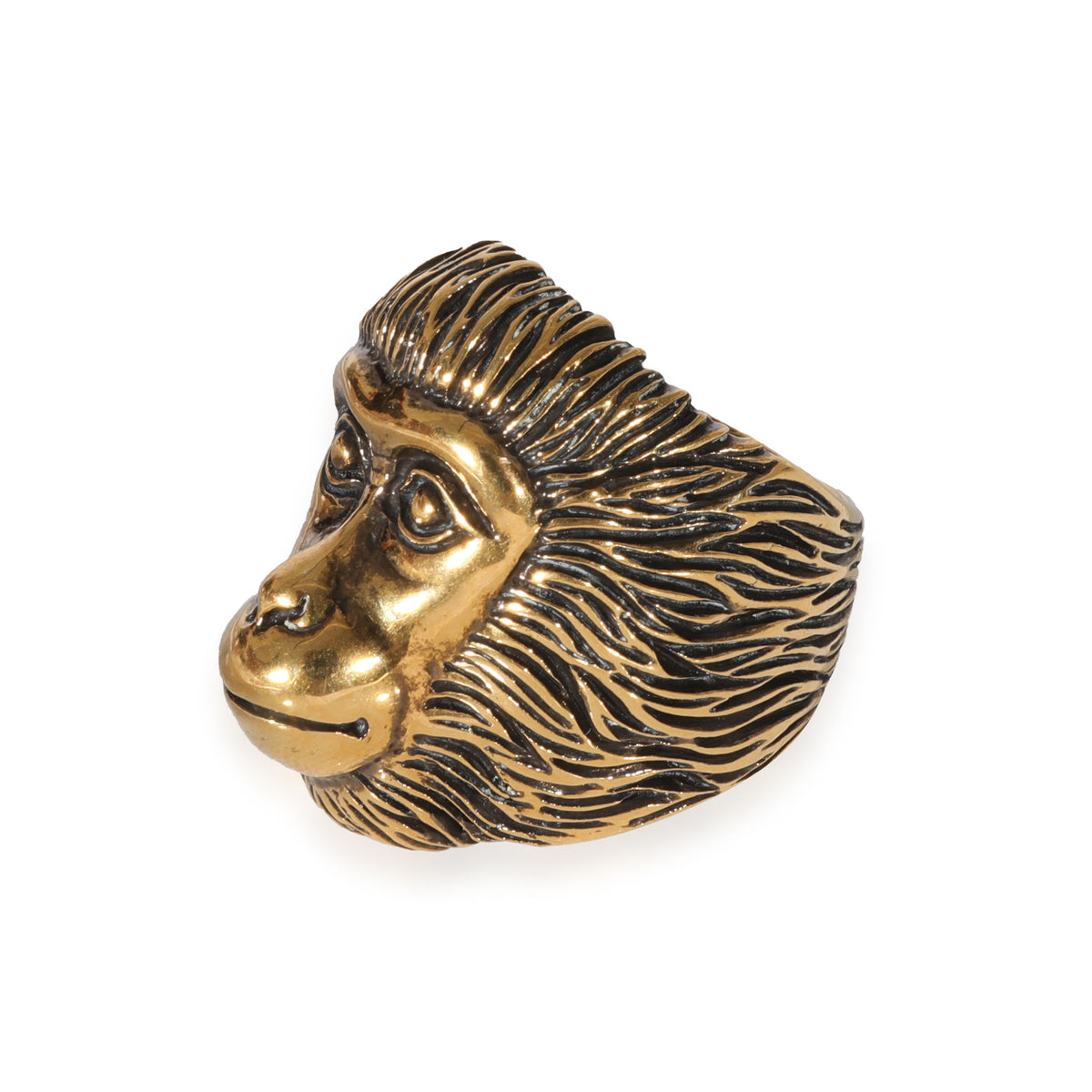 Gucci Brass Tone Monkey Head Ring