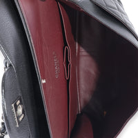 Black Caviar Leather Jumbo Double Flap Handbag