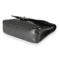 Black Caviar Leather Jumbo Double Flap Handbag