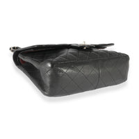 Black Caviar Leather Jumbo Double Flap Handbag