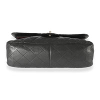 Black Caviar Leather Jumbo Double Flap Handbag