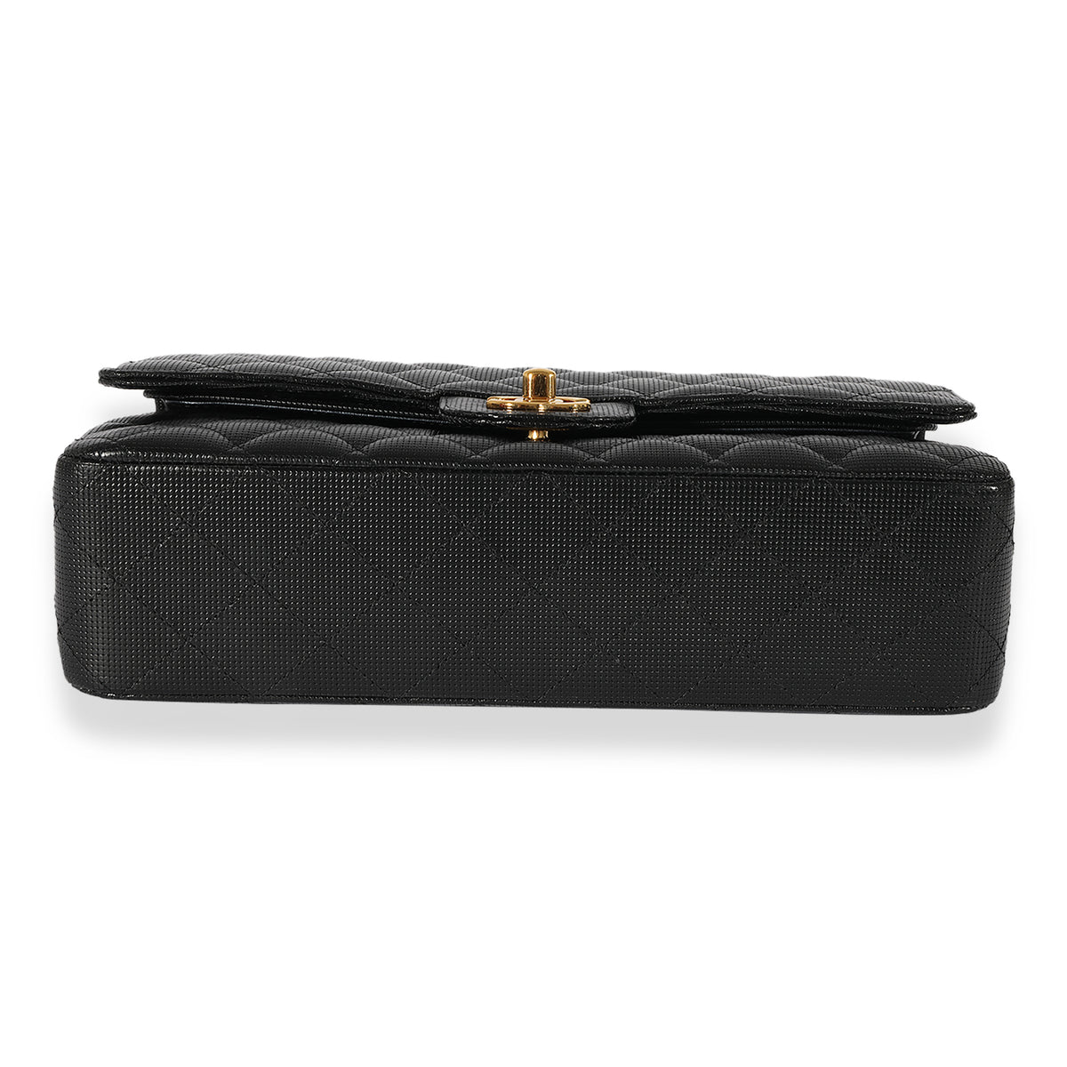 Black Quilted Perforated Lambskin Medium Classic Double Flap Bag