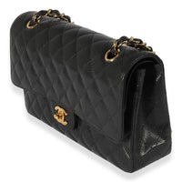 Black Quilted Perforated Lambskin Medium Classic Double Flap Bag