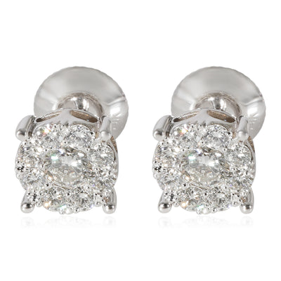 Diamond Cluster Stud Earrings in 14K White Gold (0.94 CTW G-H/SI2)