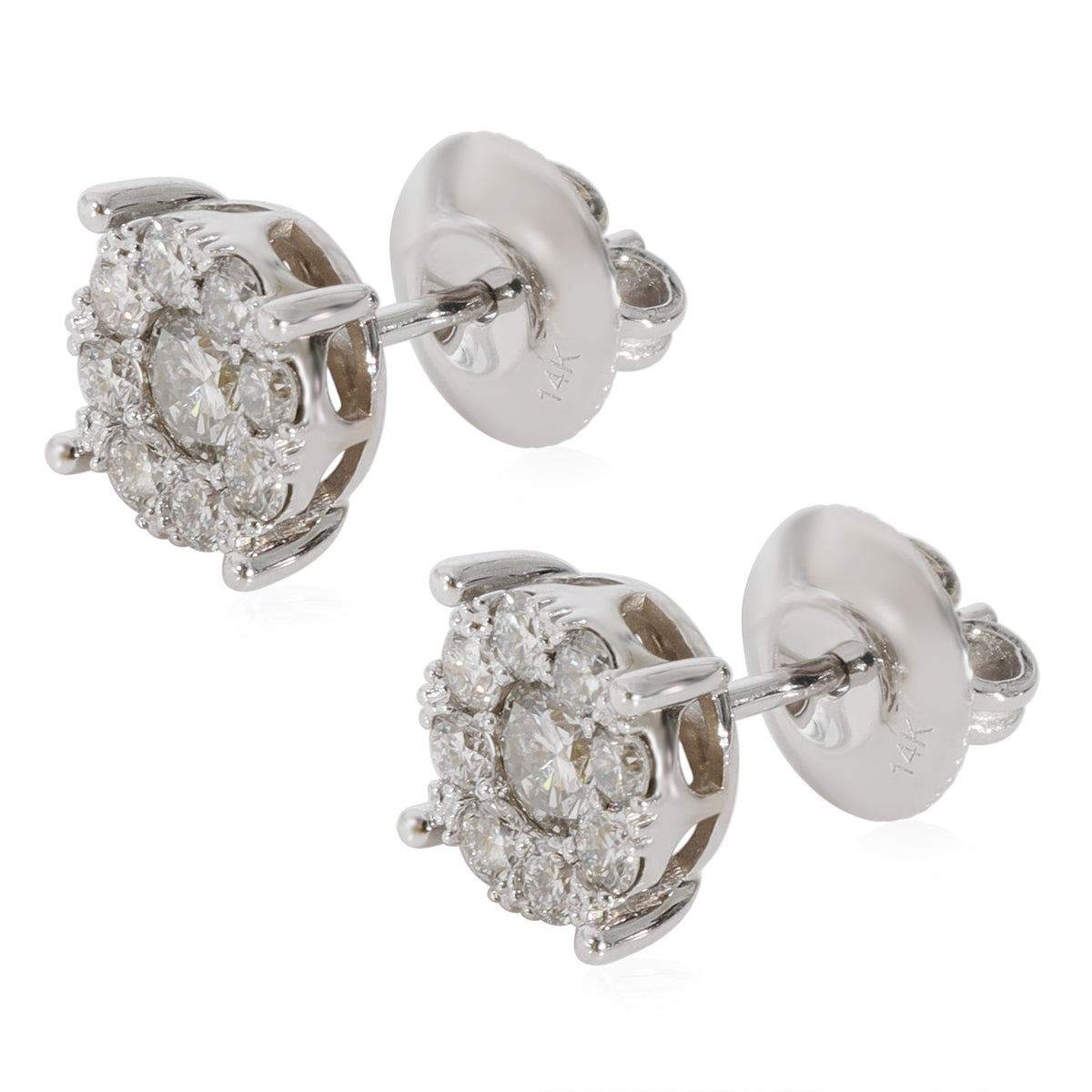 Diamond Cluster Stud Earrings in 14K White Gold (0.94 CTW G-H/SI2)