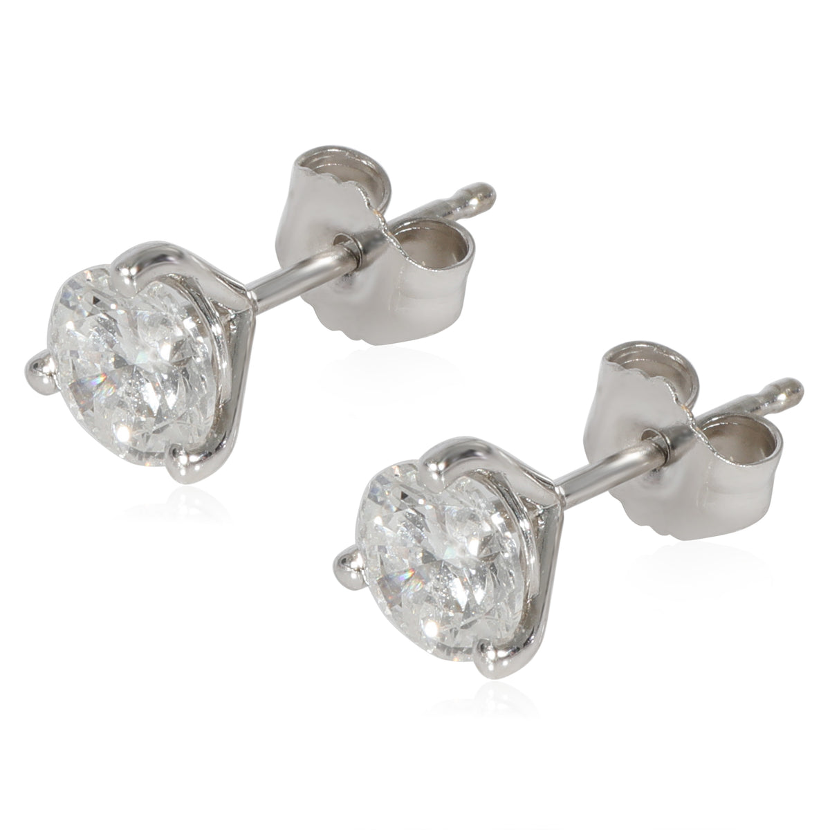 Diamond Stud Earrings 3-Prong in 14K White Gold (1.01 CTW)