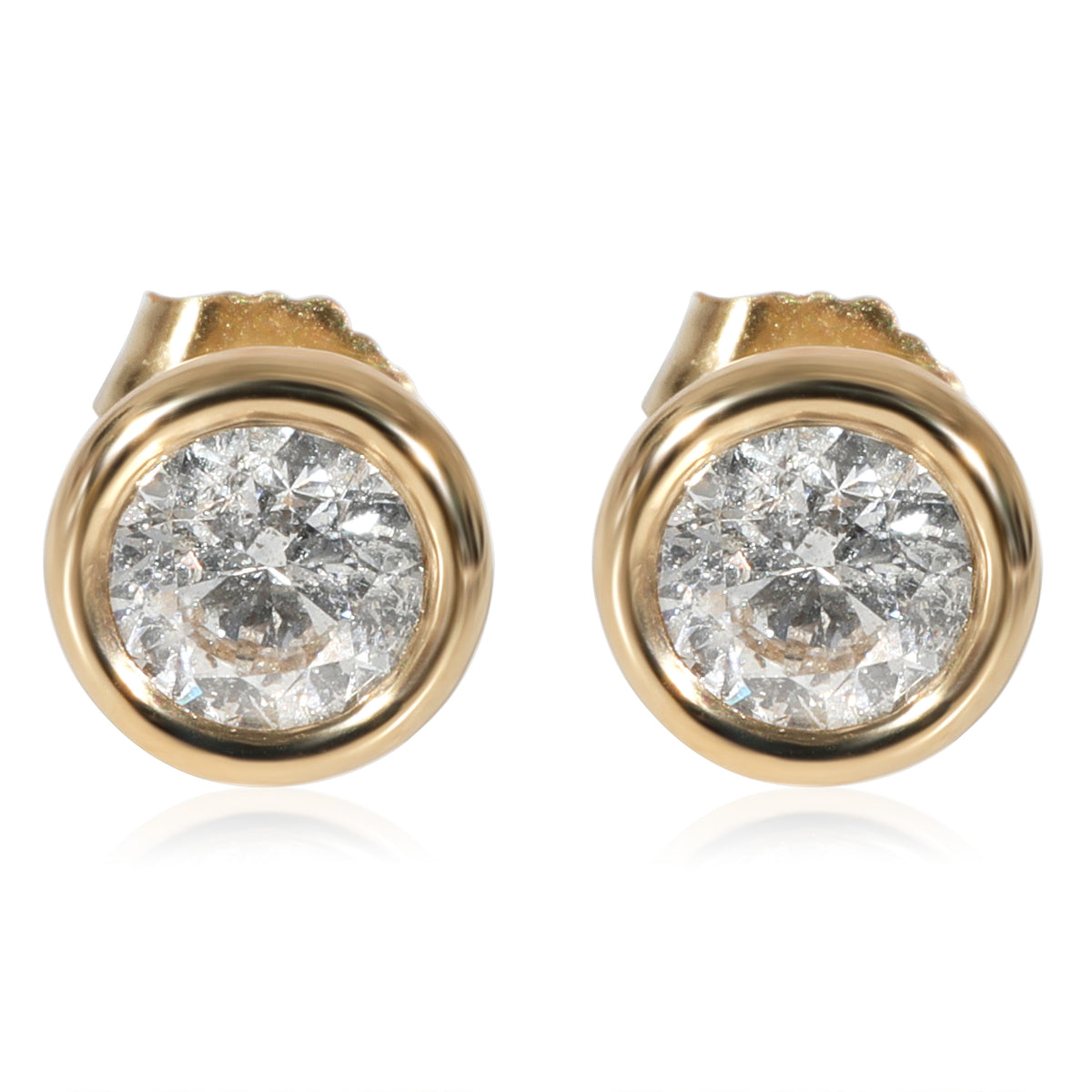 Diamond Bezel Set Stud Earrings in 14K Yellow Gold (1.02 CTW)