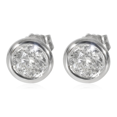 Diamond Bezel Set Stud Earrings in 14K White Gold (1.02 CTW)